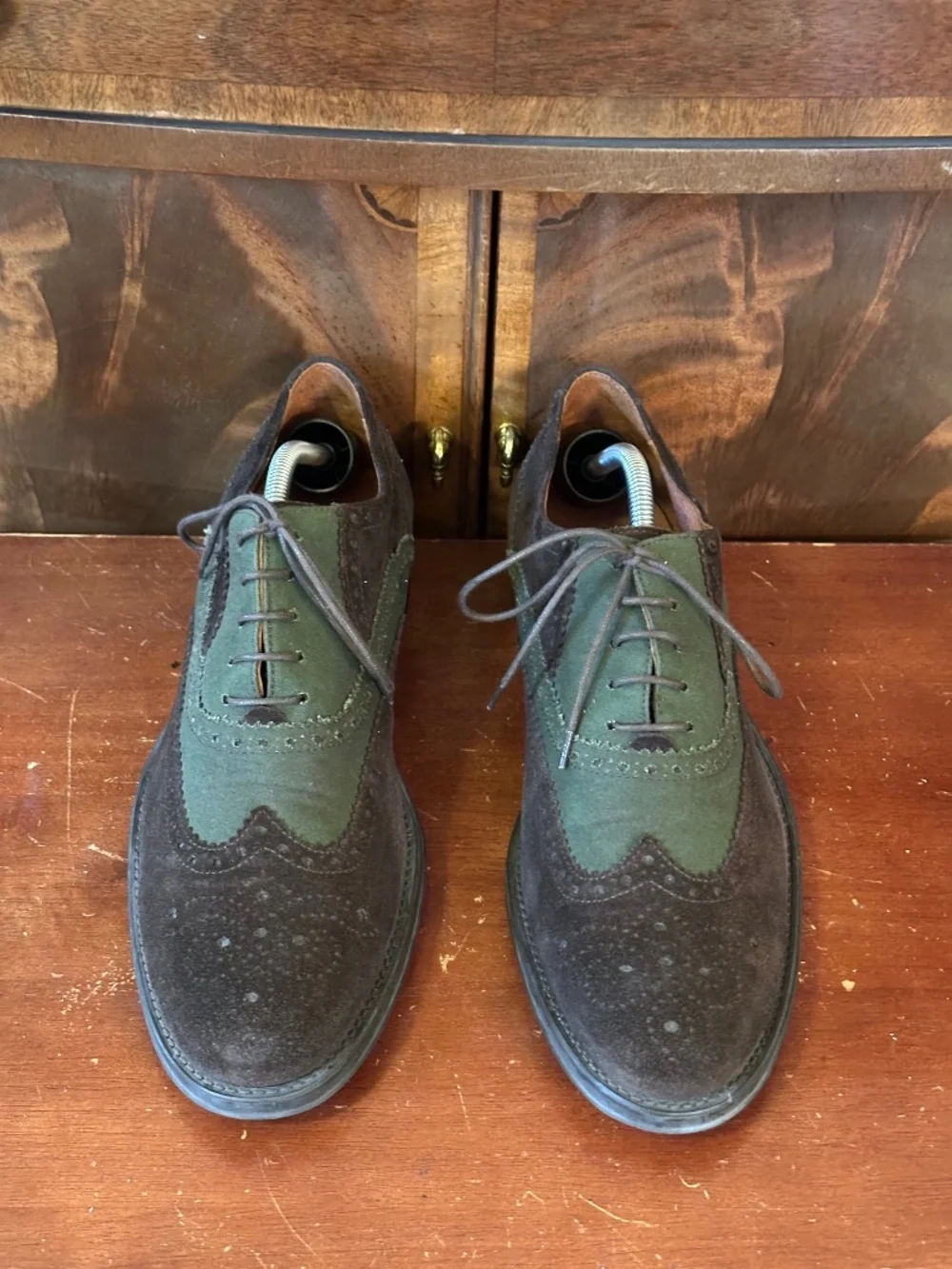 Donald J Pliner Suede Two-Tone Wingtip Oxfords